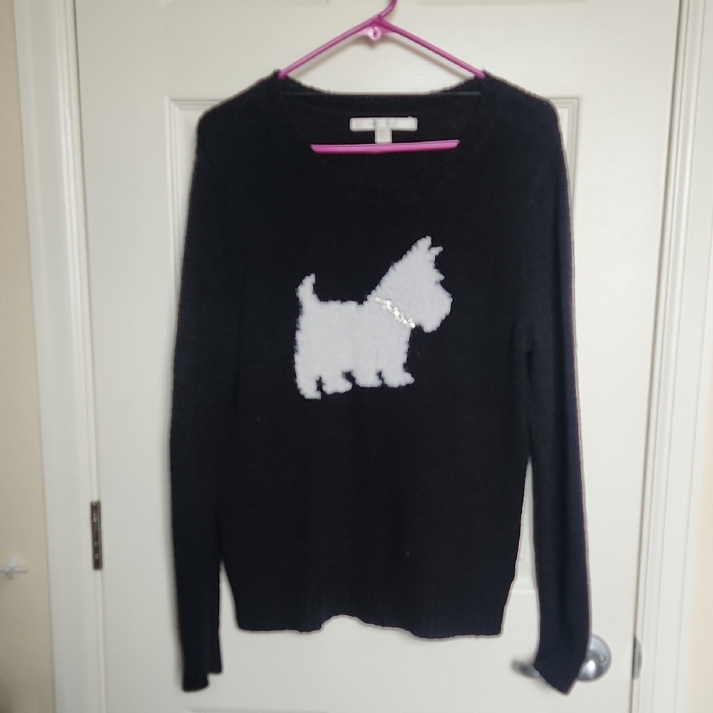 Black Sweater with Dog Design
